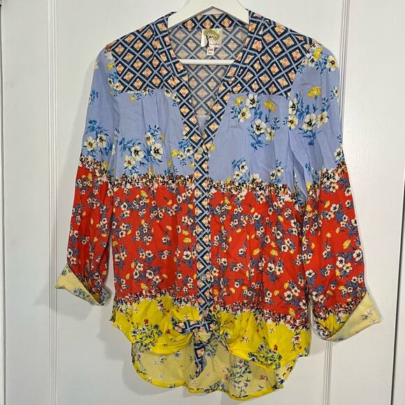 Anthropologie Tops - Anthropologie Fig & Flower patchwork floral blouse